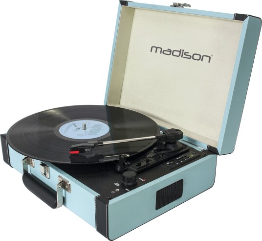 Madison Vintage platespiller med Bluetooth Lyseblå