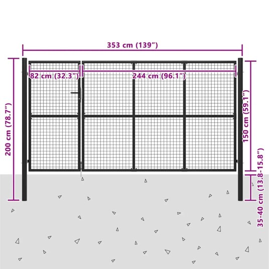 vidaXL Hageport stål 350x150 cm antrasitt