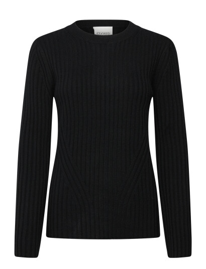 Closed Crew Neck Long Sleeve Knits   Black   XS