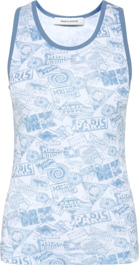 Maison Kitsune Surf Collage All Over Tank Top Blue S