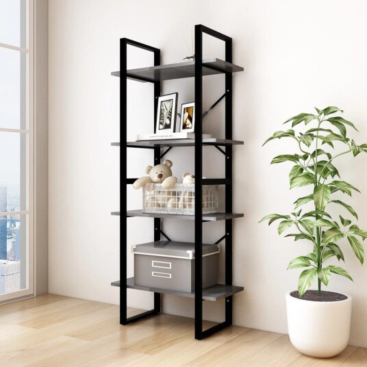 vidaXL Bokhylle 4 niv?er gr? 60x30x140 cm heltre furu vidaXL Bokhylle 4 niv?er gr? 60x30x140 cm heltre furu