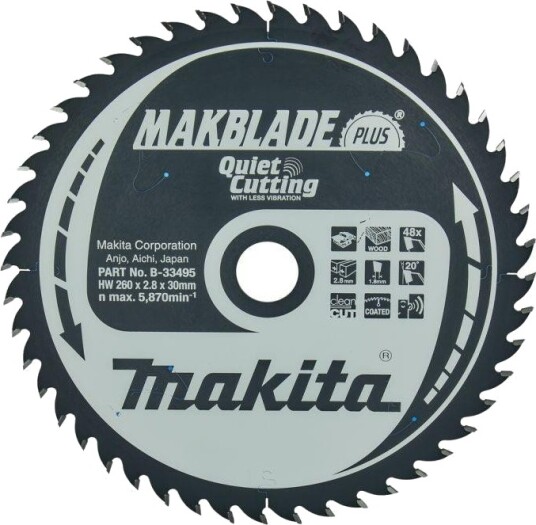 Makita B-33495 Sagblad for tre, 260x30mm, 48 tenner Makita B-33495 Sagblad for tre, 260x30mm, 48 tenner