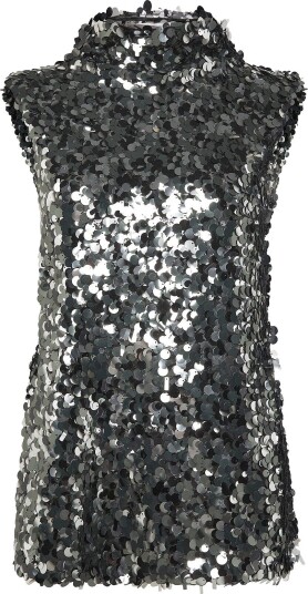 Topshop Tscarla Sequin Side Tie Tunic Top Jrs JET BLACK S