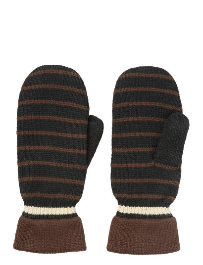 Becksöndergaard Thin Striped Emerald Mittens - Brown - S/M