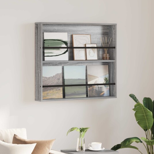 vidaXL Magasinreol med hylle Grå Sonoma 80 x 12 x 70 cm Konstruert tre vidaXL Magasinreol med hylle Grå Sonoma 80 x 12 x 70 cm Konstruert tre