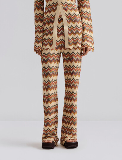 Malina Ditte Flared Knitted Pants - Beige - L Malina Ditte Flared Knitted Pants - Beige - L