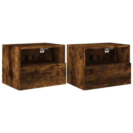  Vegghengte TV-benker 2 stk røkt eik 40x30x30 cm konstruert tre 836849
