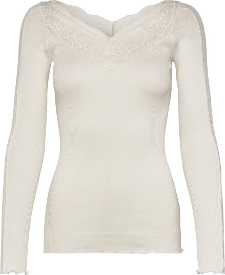 Rosemunde Rwbeatha Silk Ls Lace T Shirt CreaM Rosemunde Rwbeatha Silk Ls Lace T Shirt CreaM