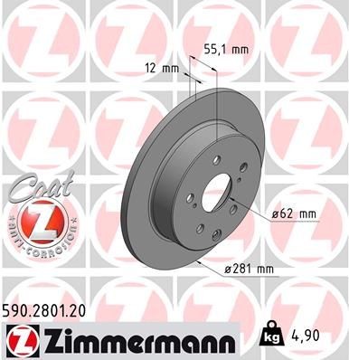 Bremseskive ZIMMERMANN 590.2801.20 Bremseskive ZIMMERMANN 590.2801.20