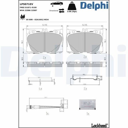 Bremseklosser DELPHI LP5071EV