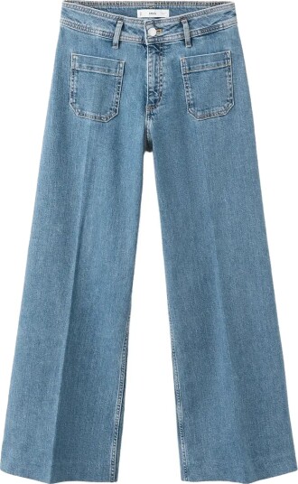 Mango High Waisted Wideleg Jeans Blue 38