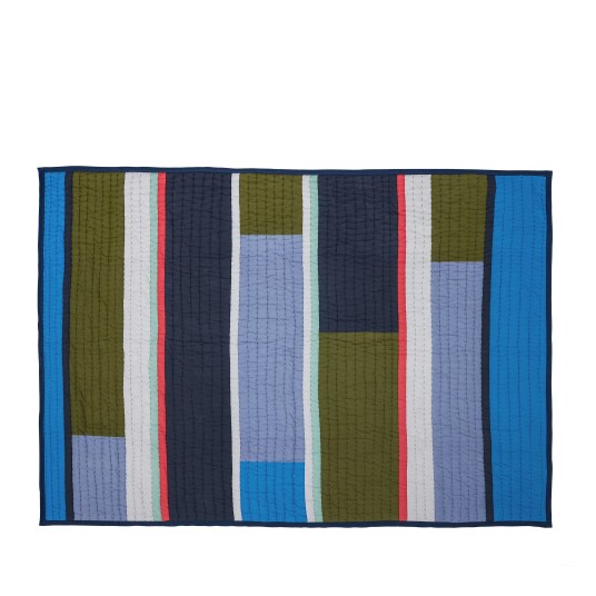 Hübsch Pavilion Plaid Block Blue/Multicolour - Navy - 140X200CM