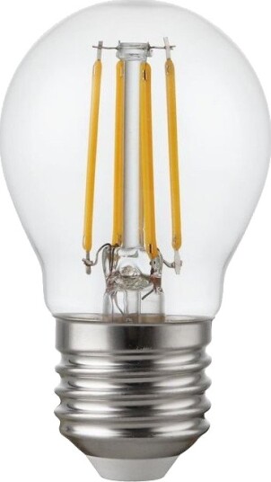 Spl E27 4,7W dimbar LED kronepære   G45 filament klart glass 2500K   Dimbar : Dimbar Kulør : Ekstra varm
