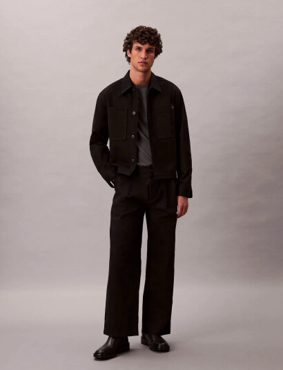 Calvin Klein Cotton Pleated Half Elastic Pant - Black - 34 Calvin Klein Cotton Pleated Half Elastic Pant - Black - 34
