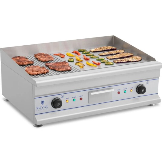 Royal Catering Dobbelt elektriskt stekebord 75 cm riller 2 x 3.200 W 10010064 Royal Catering Dobbelt elektriskt stekebord 75 cm riller 2 x 3.200 W 10010064