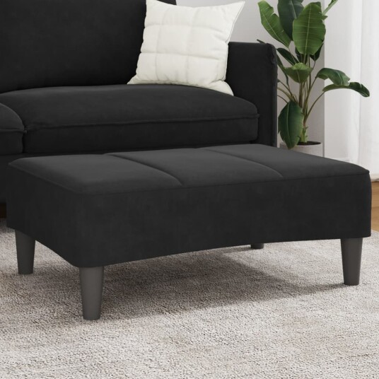 Fotskammel svart 77x55x31 cm fløyel