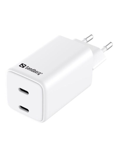 Sandberg 65W Dual USB-C Hurtiglader Strømadapter for Europa