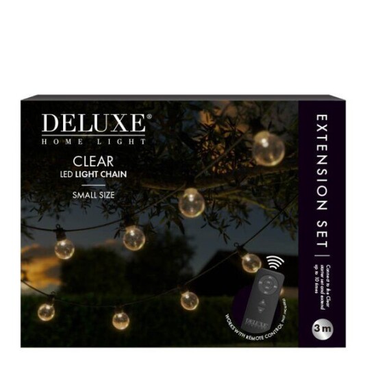 DeluxeHomeart LED lyslenke ekstrasett liten 3 m klar DeluxeHomeart LED lyslenke ekstrasett liten 3 m klar
