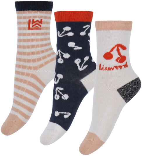 LIEWOOD Cherry Blossom / Classic Navy Silas Strømper 3-Pakning 22-24 LIEWOOD Cherry Blossom / Classic Navy Silas Strømper 3-Pakning 22-24