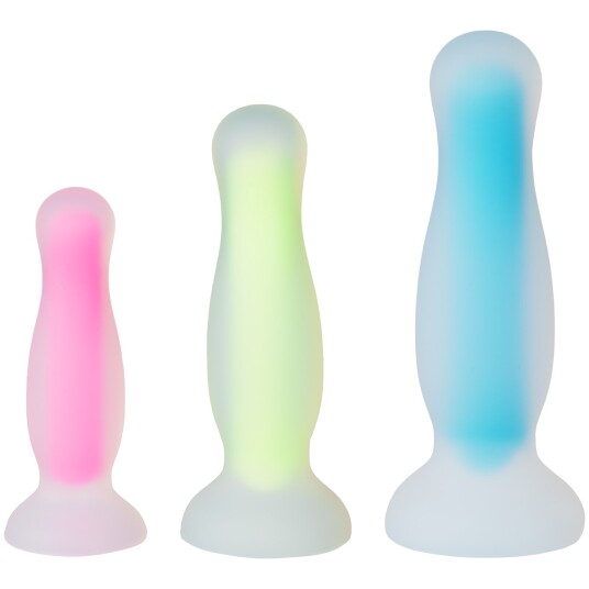 baseks Glow in the Dark Analdildo-sett     - Forskjellige farger
