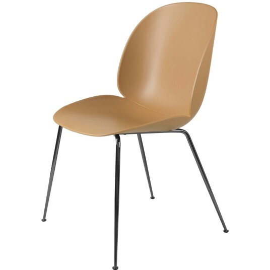 Gubi Beetle Dining Chair Unupholstered Conic Base Black Chromed Amber Brown Gubi Beetle Dining Chair Unupholstered Conic Base Black Chromed Amber Brown