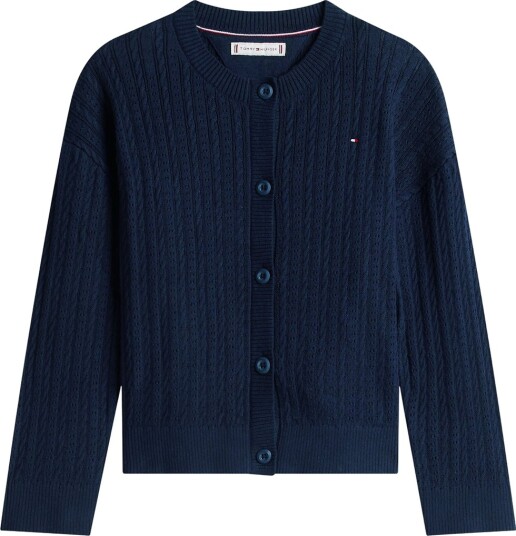 Tommy Hilfiger Cardigan Strikk Pointelle Dark Natt Navy Tommy Hilfiger 5 år 110 Cardigan Blå