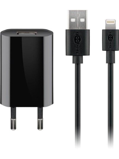 Pro Apple Lightning Mobillader 5W med USB-A, Sort