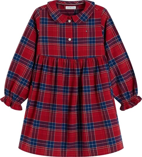 Tommy Hilfiger Lg Check Rounded Collar Dress   MEDIUM RED CHECK   116