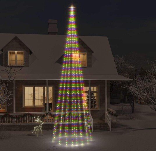 vidaXL Juletre på flaggstang 1134 LED fargerik 800 cm