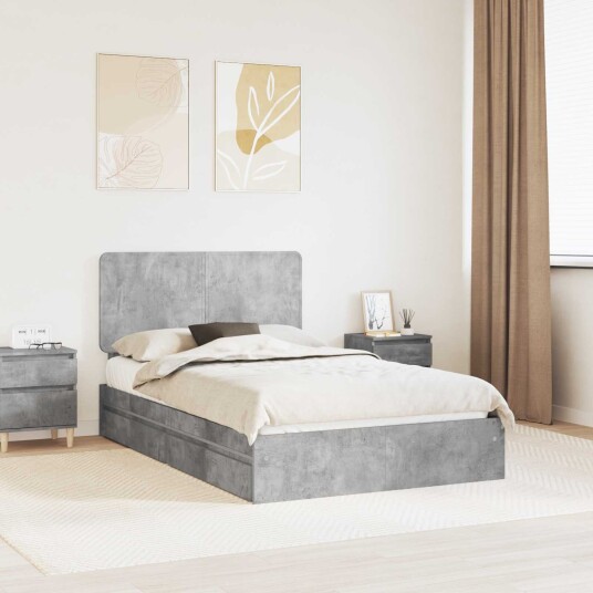 Seng med Oppbevaring Betonggrå 135 x 190 cm Konstruert tre