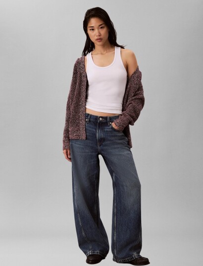 Calvin Klein Jeans Chunky Cotton Mouline Cardigan Burgundy M