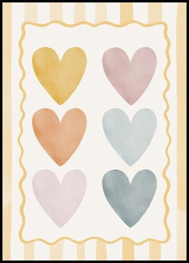 Pastel Hearts Plakat Plakat / 40x50cm