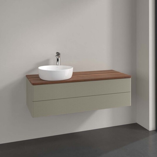 Villeroy & Boch Antao Servantskap med 2 skuffer 120x50x36 cm m/lys Steingrå/Valnøtt Villeroy & Boch Antao Servantskap med 2 skuffer 120x50x36 cm m/lys Steingrå/Valnøtt