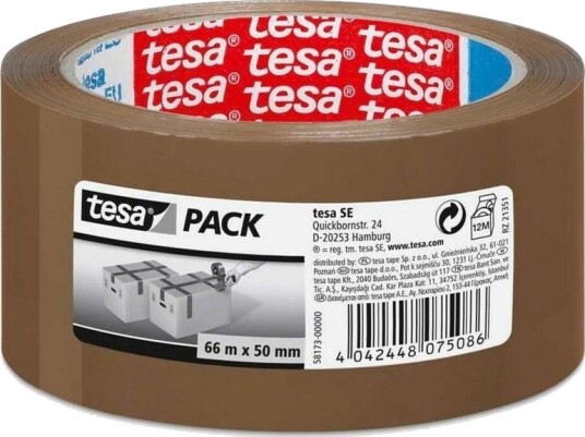 Tesa Standard Pakketape 66m x 50mm Brun