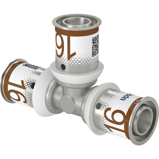 Uponor Press Plus T-rør 16 mm Stål for Gulvvarme og Radiatorsystemer