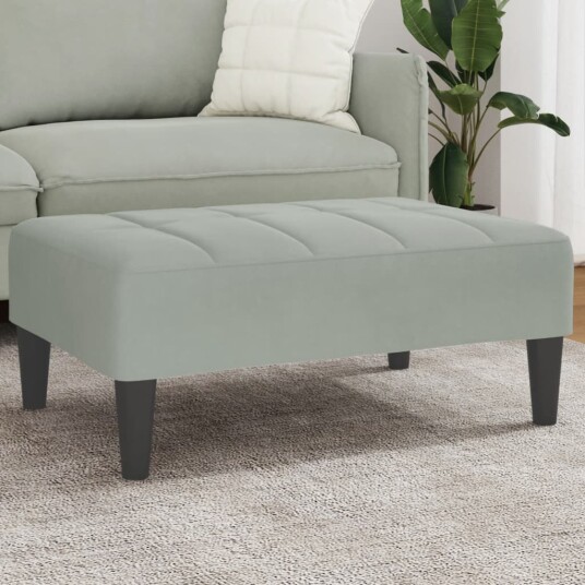 Fotskammel lysegrå 77x55x31 cm fløyel