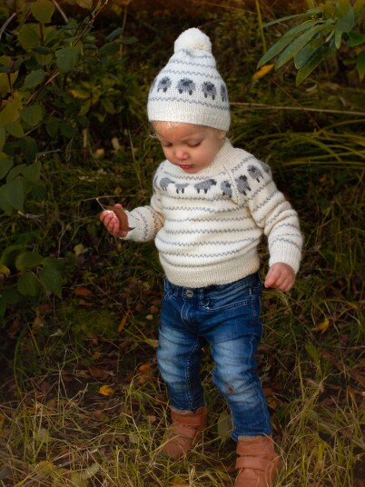 ULLAN genser & lue mini natur ULLAN genser & lue mini natur
