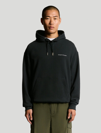Lyle & Scott Script Brushback Pullover Hoodie - Navy - XL Lyle & Scott Script Brushback Pullover Hoodie - Navy - XL