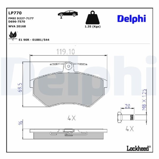 Bremseklosser DELPHI LP770