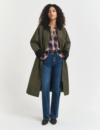 GANT Waxed Cotton Relaxed Car Coat - Khaki green - M GANT Waxed Cotton Relaxed Car Coat - Khaki green - M