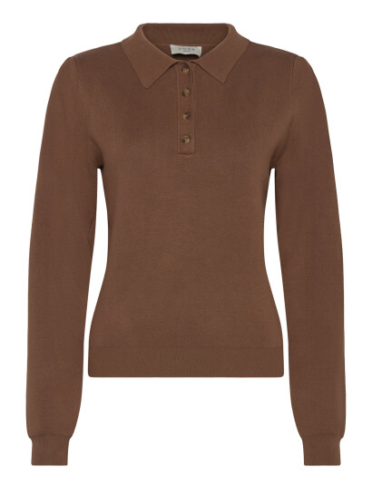 NORR Als Polo Knit Top - Brown - 34 NORR Als Polo Knit Top - Brown - 34