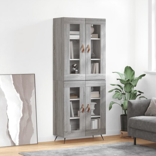 vidaXL Highboard grå sonoma 69,5x34x180 cm konstruert tre 8720845476779