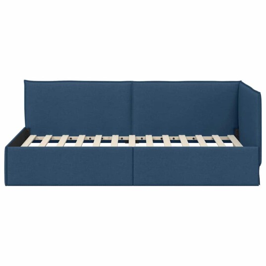 Hjørnesengramme med hodegjerde Blå 100 cm x 200 cm Fløyel Hjørnesengramme med hodegjerde Blå 100 cm x 200 cm Fløyel