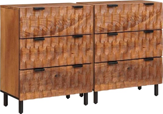 vidaXL Serviesskap 2 pcs Acacia Brun Finish 60 x 33 x 75 cm