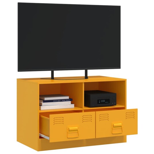 TV-benk sennepsgul 67x39x44 cm stål TV-benk sennepsgul 67x39x44 cm stål