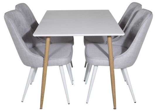 Venture Design Polar & Velvet spisegruppe Hvit/grå 4 st stoler & bord 120 x 75 cm
