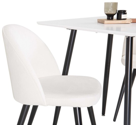 Venture Design Polar & Velvet spisegruppe Hvit/beige 2 st stoler & bord 75 x 75 cm