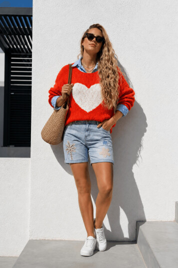 HEART SWEATER ORANGE