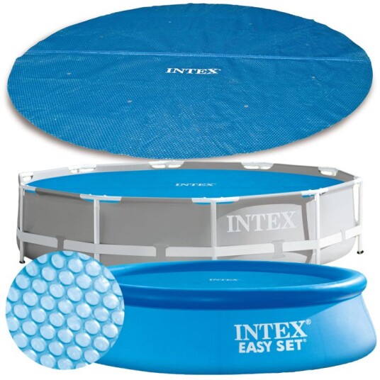 Intex Soldrevet bassengtrekk blå 448 cm polyetylen