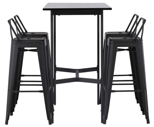 Venture Design Rax & Tempe bargruppe Svart/svart 4 stoler & bord 120 x 60 cm